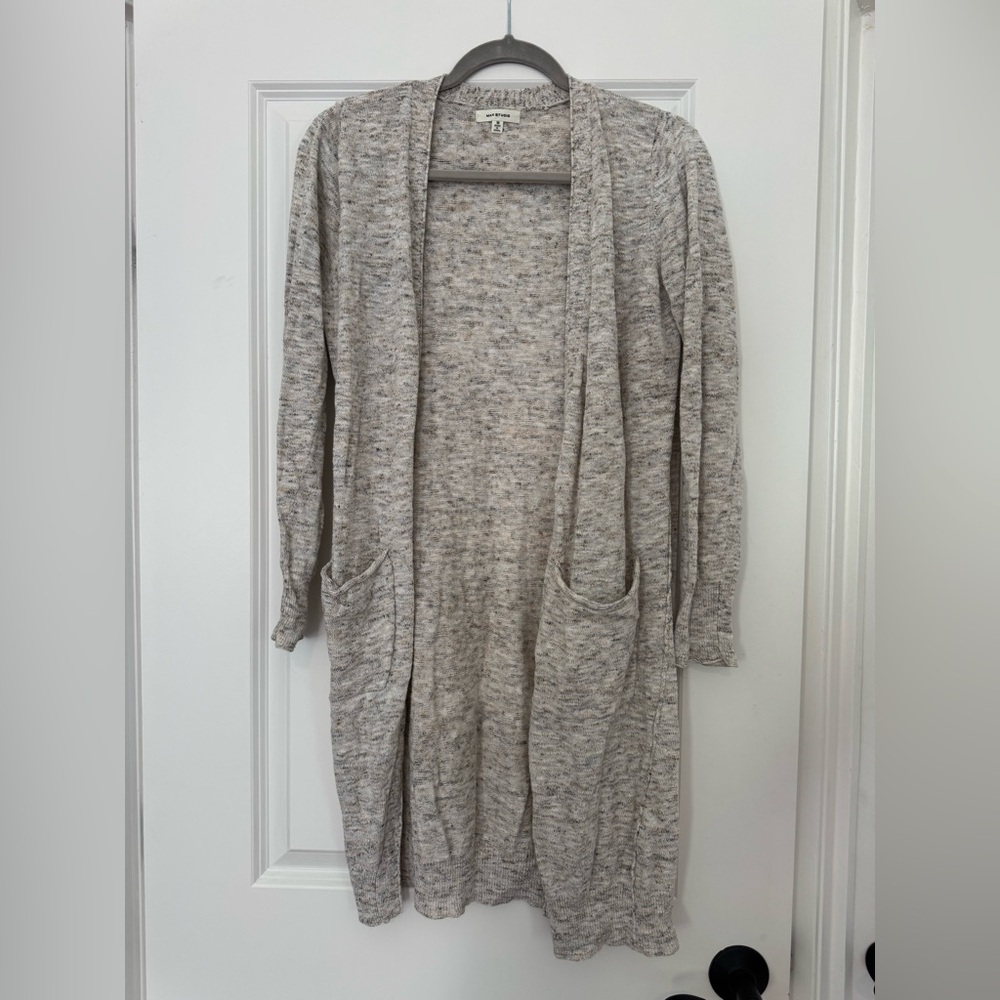 Max Studio Linen Blend Long Cardigan Beige Size M